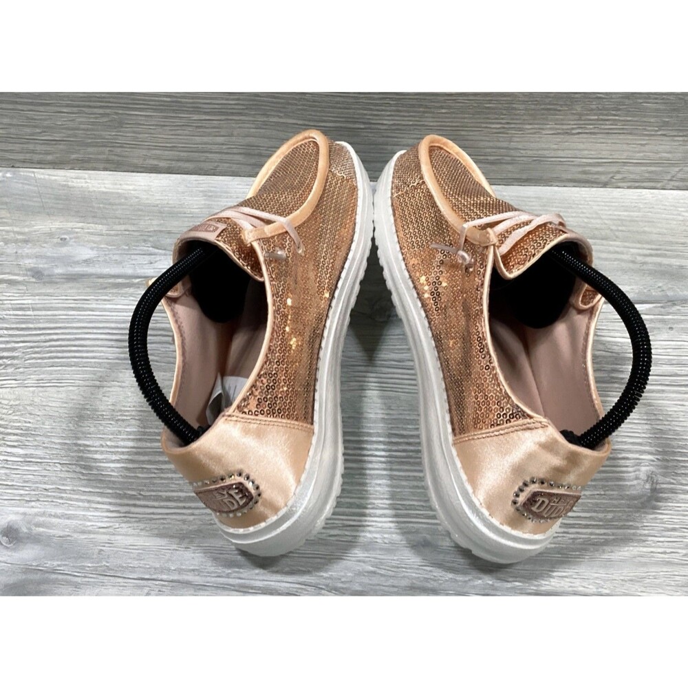 New Hey Dude Wendy Disco Sequin Rhinestone Blush Slip On Comfort Shoes SIZE 11 - Picture 3 of 8